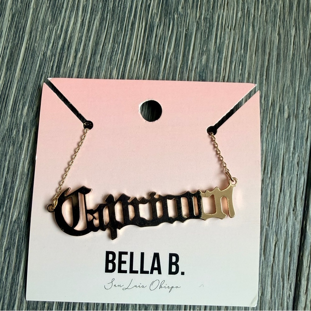 Capricorn Zodiac Old English Charm Necklace in Gold